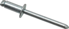 RivetKing - Size 64 Dome Head Steel Open End Blind Rivet - Steel Mandrel, 0.188" to 1/4" Grip, 3/8" Head Diam, 0.192" to 0.196" Hole Diam, 0.45" Length Under Head, 3/16" Body Diam - Strong Tooling