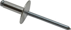 RivetKing - Size 66 Large Flange Dome Head Aluminum Open End Blind Rivet - Steel Mandrel, 0.251" to 3/8" Grip, 5/8" Head Diam, 0.192" to 0.196" Hole Diam, 0.575" Length Under Head, 3/16" Body Diam - Strong Tooling