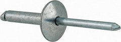 RivetKing - Size 612 Large Flange Dome Head Steel Open End Blind Rivet - Steel Mandrel, 0.626" to 3/4" Grip, 5/8" Head Diam, 0.192" to 0.196" Hole Diam, 0.95" Length Under Head, 3/16" Body Diam - Strong Tooling