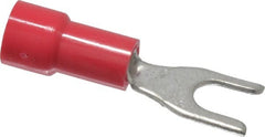 Made in USA - #6 Stud, 22 to 18 AWG Compatible, Fully Insulated, Crimp Connection, Standard Fork Terminal - Strong Tooling