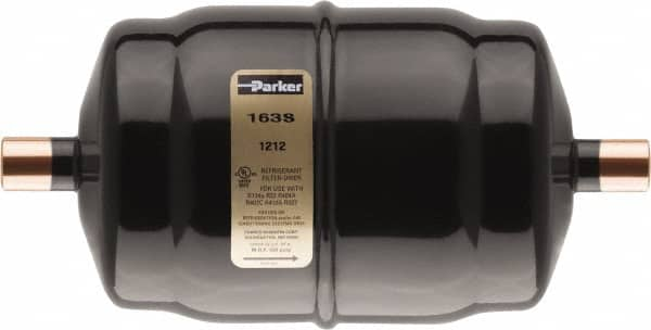 Parker - 1/2" Connection, 9" Long, Refrigeration Liquid Line Filter Dryer - 8" Cutout Length, 822/773 Drops Water Capacity - Strong Tooling