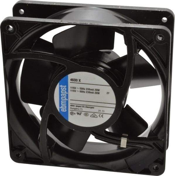 EBM Papst - 115 Volts, AC, 106 CFM, Square Tube Axial Fan - 0.16 Amp Rating, 119mm High x 119mm Wide x 1-1/2" Deep - Strong Tooling