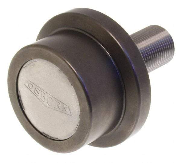 Osborn International - 2-1/4" Roller Diam x 1-11/16" Width, 7/8" Stud Diam x 2" Length, Flanged Concentric Stud Load Runner - Steel, 1-1/8" Thread Length, 7/8-14 Thread, 3-11/16" OAL, 1,620 Lb Dynamic Cap - Strong Tooling