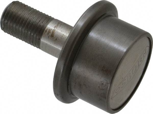 Osborn International - 1-1/4" Roller Diam x 27/32" Width, 1/2" Stud Diam x 1-1/4" Length, Flanged Concentric Stud Load Runner - Steel, 5/8" Thread Length, 1/2-20 Thread, 2-3/32" OAL, 600 Lb Dynamic Cap - Strong Tooling