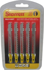 Starrett - 4" Long, 10 Teeth per Inch, Bi-Metal Jig Saw Blade - Toothed Edge, 5/16" Wide x 0.05" Thick, U-Shank, Ground Taper Tooth Set - Strong Tooling