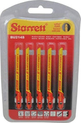 Starrett - 3" Long, 14 Teeth per Inch, Bi-Metal Jig Saw Blade - Toothed Edge, 3/16" Wide x 0.04" Thick, U-Shank, Wavy Tooth Set - Strong Tooling