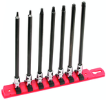 7 Piece - T10; T15; T20; T25; T27; T30; T40 - 6" OAL - 1/4" Drive Torx Bit Socket Set - Strong Tooling