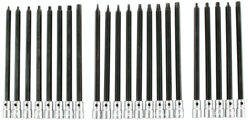 22 Piece - 3/32" - 1/4"; Hex Metric 2.5 - 6.0mm & Torx® T8 - T40 1/4" Drive - 6: OAL - Hex Inch Bit Socket Set - Strong Tooling