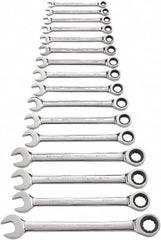 GearWrench - 16 Piece, 8mm to 24mm, 12 Point Combination Wrench Set - Metric Measurement Standard, Full Polish Chrome Finish - Strong Tooling