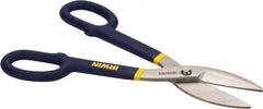 Irwin - 2-3/4" Length of Cut, Straight Pattern Tinner's Snip - 12-3/4" OAL, Vinyl Handle, 20 AWG Steel Capacity - Strong Tooling