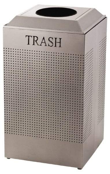 Rubbermaid - 29 Gal Silver Square Recycling Container - Steel, 32-3/8" High x 18-1/2" Long x 18-1/2" Wide - Strong Tooling