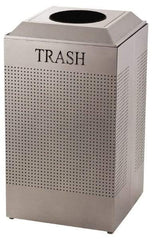 Rubbermaid - 29 Gal Silver Square Recycling Container - Steel, 32-3/8" High x 18-1/2" Long x 18-1/2" Wide - Strong Tooling