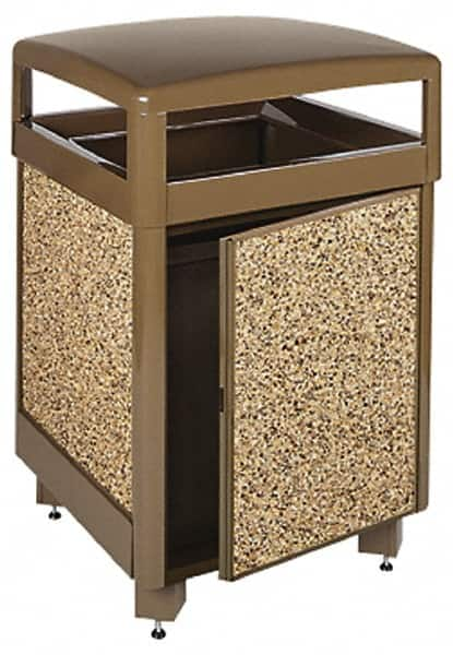 Rubbermaid - 38 Gal Brown Square Trash Can - Steel & Stone Panel, 40" High x 26" Long x 26" Wide - Strong Tooling