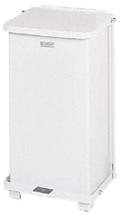 Rubbermaid - 12 Gal Square Unlabeled Trash Can - 23" High x 12" Long x 12" Wide, White, Steel - Strong Tooling