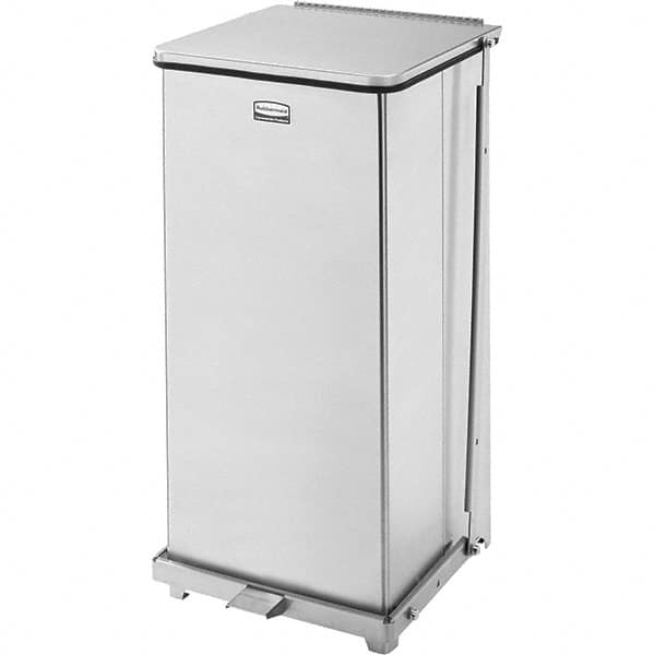 Rubbermaid - 24 Gal Square Unlabeled Trash Can - 30" High x 15" Long x 15" Wide, Stainless Steel - Strong Tooling