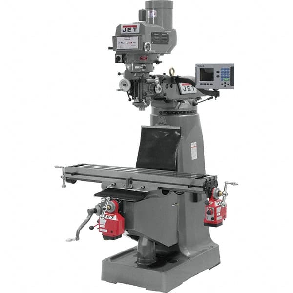 Jet - 9" Table Width x 49" Table Length, Variable Speed Pulley Control, 3 Phase Knee Milling Machine - R8 Spindle Taper, 3 hp - Strong Tooling