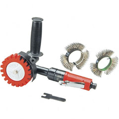 Dynabrade - 4" Wheel Diam, 3,200 RPM, Pneumatic Angle & Disc Grinder - 1/4-20 Spindle, 28 CFM, Rear Exhaust - Strong Tooling