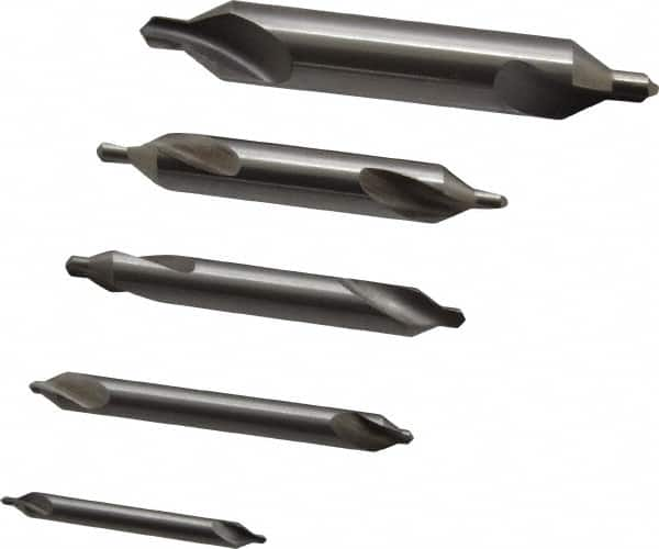 Hertel - 5 Piece, #1 to 5, Plain Edge, High Speed Steel Combo Drill & Countersink Set - 60° Incl Angle - Strong Tooling