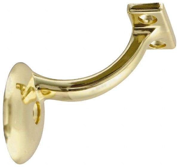 National Mfg. - 250 Lb Capacity, Bright Brass Coated, Handrail Bracket - 2-1/4" Long, 3" High, 3" Wide - Strong Tooling