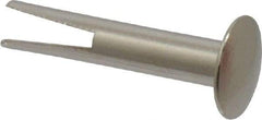 RivetKing - 0.1 to 0.17" Hole Diam, Dome Head, Nickel Plated Steel, Split Rivet - 5/16 Head Diam, 3/4" Length Under Head, 9/64 Body Diam - Strong Tooling