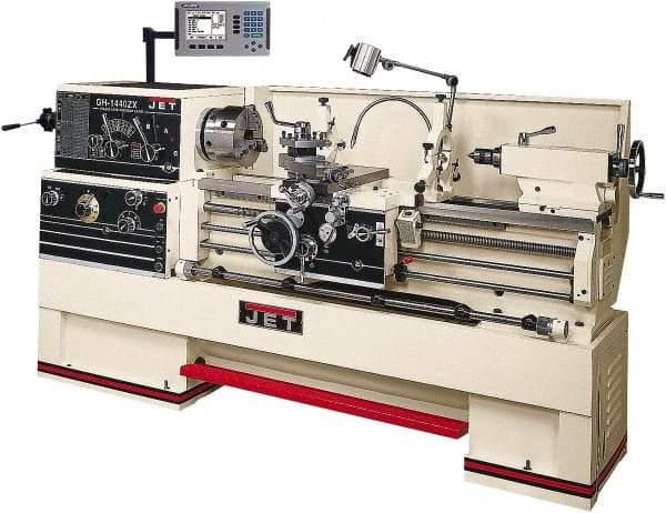 Jet - 14" Swing, 40" Between Centers, 230 Volt, Triple Phase Engine Lathe - 7MT Taper, 7-1/2 hp, 25 to 1,800 RPM, 3-1/8" Bore Diam, 40" Deep x 47" High x 97-1/2" Long - Strong Tooling