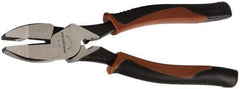 Paramount - 9" OAL, 1-9/16" Jaw Length x 1-1/4" Jaw Width, Side Cutting Linesman's Pliers - Serrated Jaw, New England Style Head, Double Injection Molded Handles - Strong Tooling