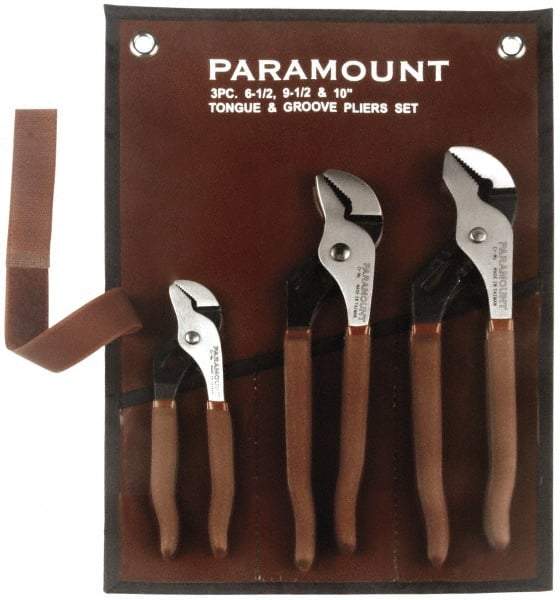 Paramount - 3 Piece Tongue & Groove Plier Set - Comes in Canvas Roll - Strong Tooling