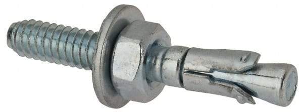 Powers Fasteners - 1/4" Diam, 1/4" Drill, 1-3/4" OAL, Wedge Expansion Concrete Anchor - 1018 Steel, Zinc-Plated Finish, Hex Nut Head, Hex Drive, 3/4" Thread Length - Strong Tooling