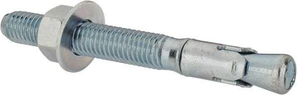 Powers Fasteners - 1/2" Diam, 1/2" Drill, 4-1/2" OAL, 1" Min Embedment Wedge Expansion Concrete Anchor - 1018 Steel, Zinc-Plated Finish, Hex Nut Head, Hex Drive, 2-3/4" Thread Length - Strong Tooling