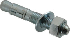 Powers Fasteners - 3/4" Diam, 3/4" Drill, 4-3/4" OAL, 1-7/8" Min Embedment Wedge Expansion Concrete Anchor - 1018 Steel, Zinc-Plated Finish, Hex Nut Head, Hex Drive, 2-1/4" Thread Length - Strong Tooling