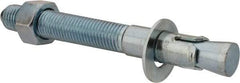 Powers Fasteners - 1" Diam, 1" Drill, 9" OAL, 2" Min Embedment Wedge Expansion Concrete Anchor - 1018 Steel, Zinc-Plated Finish, Hex Nut Head, Hex Drive, 5-3/8" Thread Length - Strong Tooling