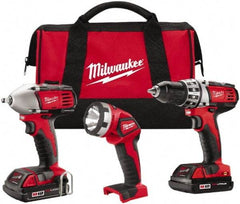 Milwaukee Tool - 18 Volt Cordless Tool Combination Kit - Includes 1/2" Compact Drill/Driver & 3/8" Compact Impact Wrench, Lithium-Ion Battery Included - Strong Tooling