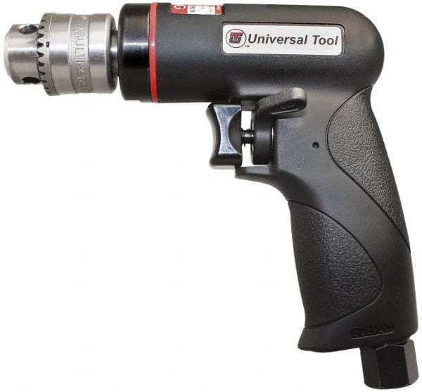 Universal Tool - 1/4" Reversible Keyed Chuck - Pistol Grip Handle, 2,600 RPM, 3.5 CFM, 0.3 hp, 90 psi - Strong Tooling