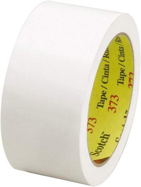 3M - 2" x 55 Yd White Rubber Adhesive Sealing Tape - Polypropylene Film Backing, 2.5 mil Thick, 60 Lb Tensile Strength, Series 373 - Strong Tooling