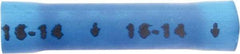 3M - 16 to 14 AWG Compatible, Vinyl Fully Insulated, Crimp-On Butt Splice Terminal - 2 Wire Entries, 1.08" OAL, Blue - Strong Tooling