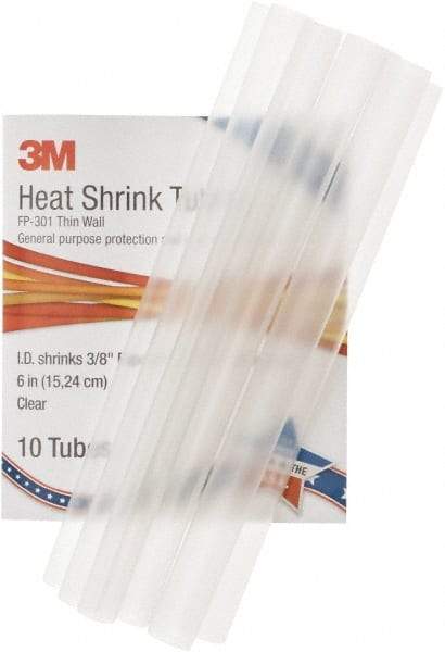 3M - 6" Long, 2:1, Polyolefin Heat Shrink Electrical Tubing - Clear - Strong Tooling