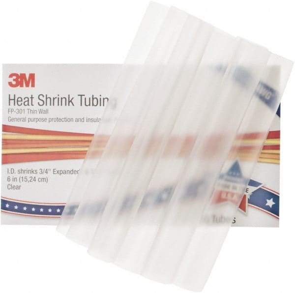 3M - 6" Long, 2:1, Polyolefin Heat Shrink Electrical Tubing - Clear - Strong Tooling