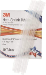 3M - 6" Long, 2:1, Polyolefin Heat Shrink Electrical Tubing - Clear - Strong Tooling