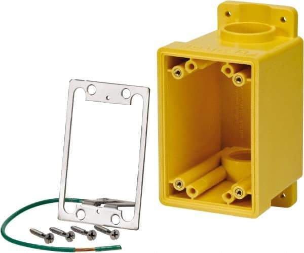 Leviton - 1 Gang, (2) 1" Knockouts, PVC Rectangle Outlet Box - 152.4mm Overall Height x 79.4mm Overall Width x 88.9mm Overall Depth - Strong Tooling