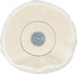 Made in USA - 4" Diam x 1/2" Thick, Loose Sewn Mounted Buffing Wheel - 40 Ply, 1/4" Shank Diam - Strong Tooling