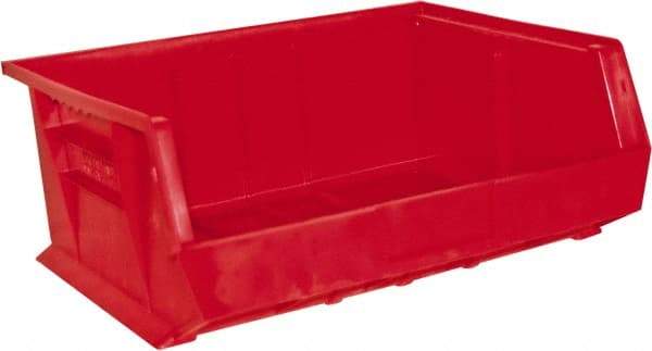 Durham - 14-5/8" Deep, Red Plastic Hang and Stack Bins - 7" High x 16-3/4" Wide x 14-5/8" Long - Strong Tooling