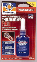 Permatex - 10 mL Bottle, Red, High Strength Liquid Threadlocker - Series 262, 24 hr Full Cure Time, Hand Tool, Heat Removal - Strong Tooling