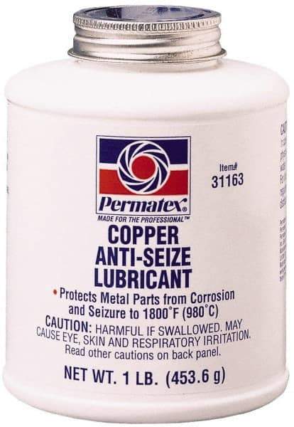 Permatex - 16 oz Bottle High Temperature Anti-Seize Lubricant - Copper, -30 to 1,800°F, Copper Colored, Water Resistant - Strong Tooling