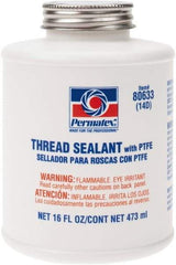 Permatex - 16 oz Brush Top Can White Thread Sealant - PTFE Based, 300°F Max Working Temp, For Use with Fittings - Strong Tooling