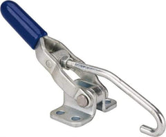 Gibraltar - 200 Lb Capacity, Horizontal, J Hook, Flanged Base, Carbon Steel Pull Action Latch Clamp - 2.35" Drawing Movement, 6.01" OAL, Straight Handle - Strong Tooling