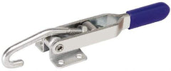 Gibraltar - 200 Lb Capacity, Horizontal, J Hook, Flanged Base, Stainless Steel Pull Action Latch Clamp - 2.35" Drawing Movement, 6.01" OAL, Straight Handle - Strong Tooling