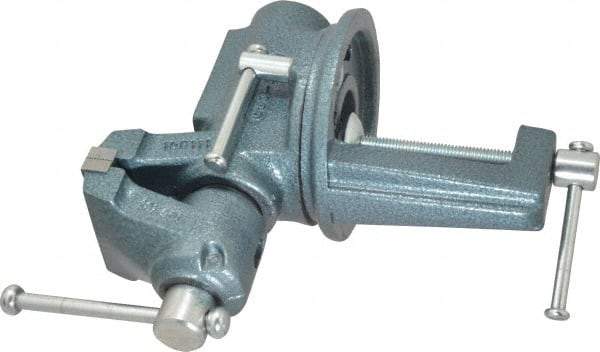 Wilton - 2-1/2" Jaw Width, 2-1/8" Opening Capacity, 1-3/4" Throat Depth, Steel Swivel Bench Vise - Clamp-On Base Attachment, 10.1" Long x 10.2" Wide x 5-2/5" High - Strong Tooling