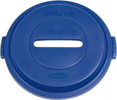 Rubbermaid - Round Lid for Use with 32 Gal Round Recycle Containers - Blue, Plastic, For 2632 Brute Trash Cans - Strong Tooling