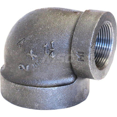 Black 90 ° Elbow: 1-1/2 x 1″, 300 psi, Threaded Malleable Iron, Black Finish, Class 300