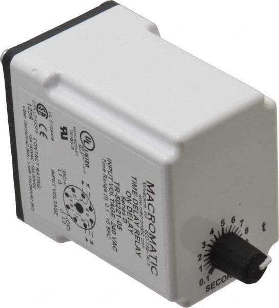 Macromatic - 8 Pin, Multiple Range DPDT Time Delay Relay - 10 Contact Amp, 240 VAC, Knob - Strong Tooling